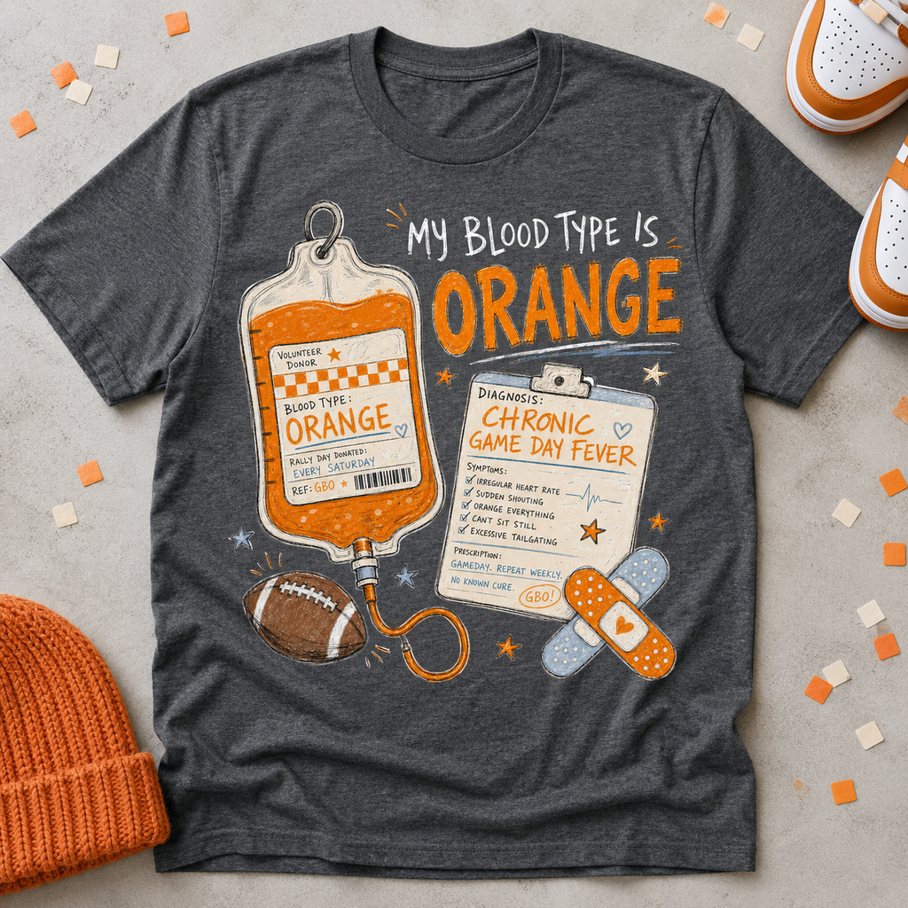 My Blood Type Is Orange PNG – Football Game Day Sublimation Design
