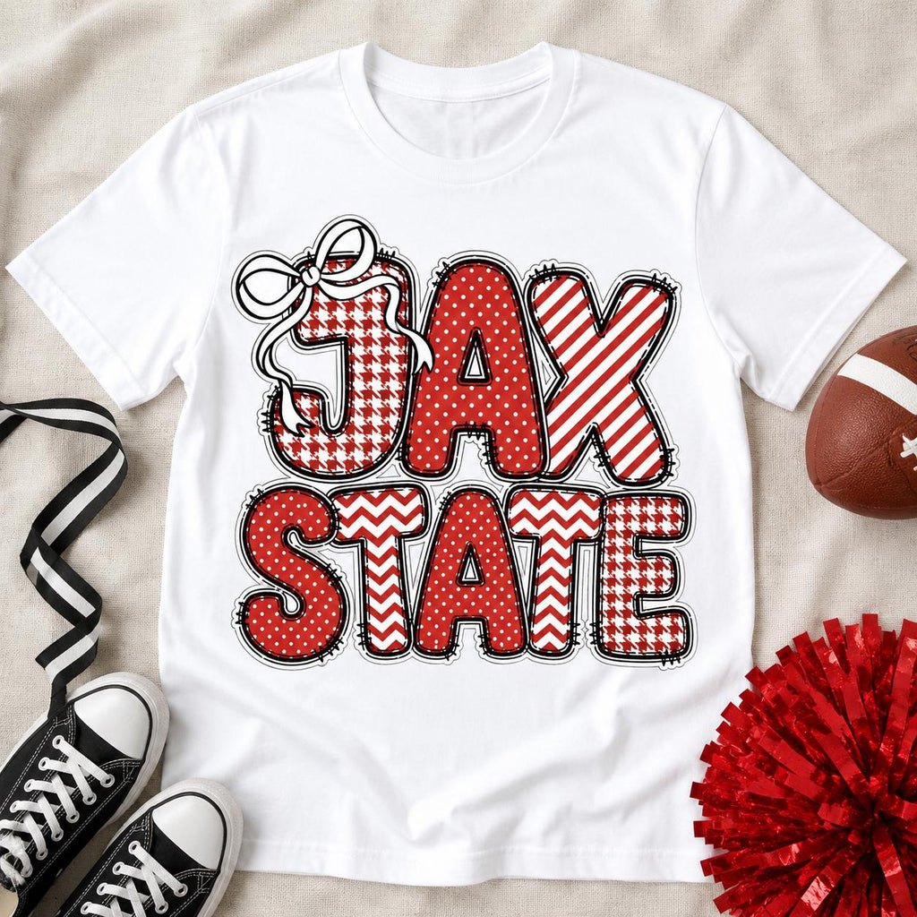 Jax State PNG, Red Black College Game Day Sublimation Design