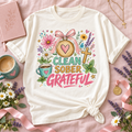 Clean Sober Grateful PNG Design | Sobriety Recovery Digital Download for Sublimation & DTG