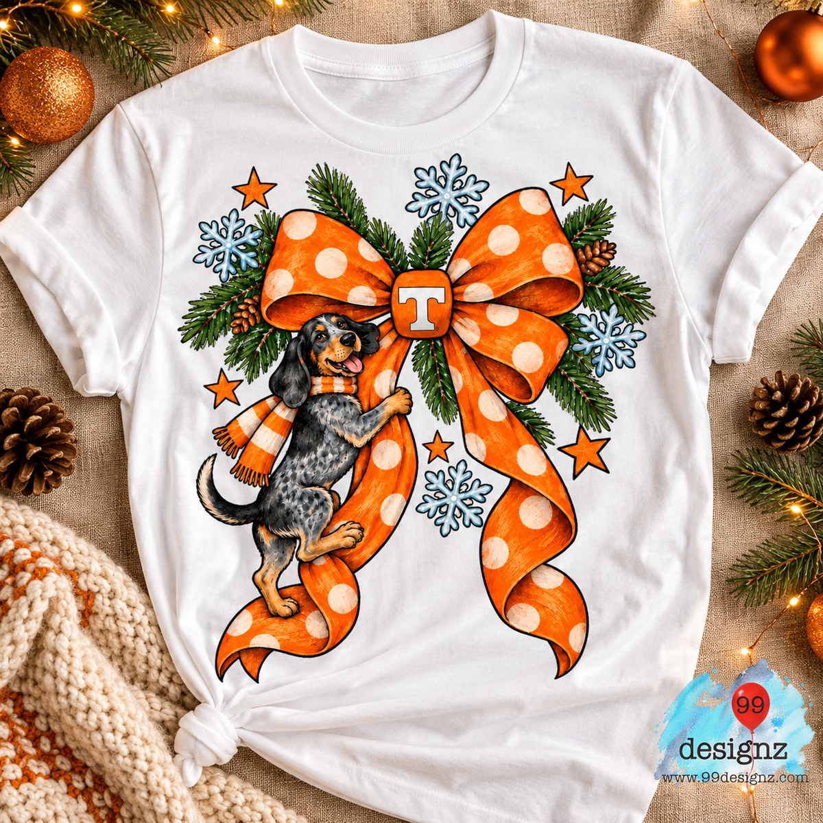 Tennessee Vols Smokey Christmas Bow PNG Digital Download