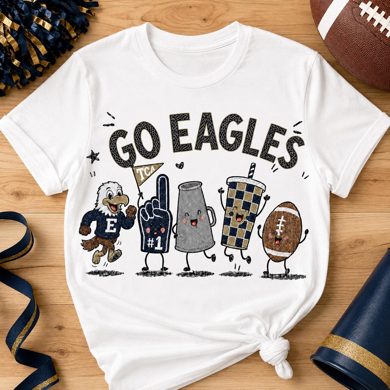 Go Eagles PNG, Eagle Football Mascot Design, Navy Gold School Spirit Graphic, Game Day Sublimation, Digital Download