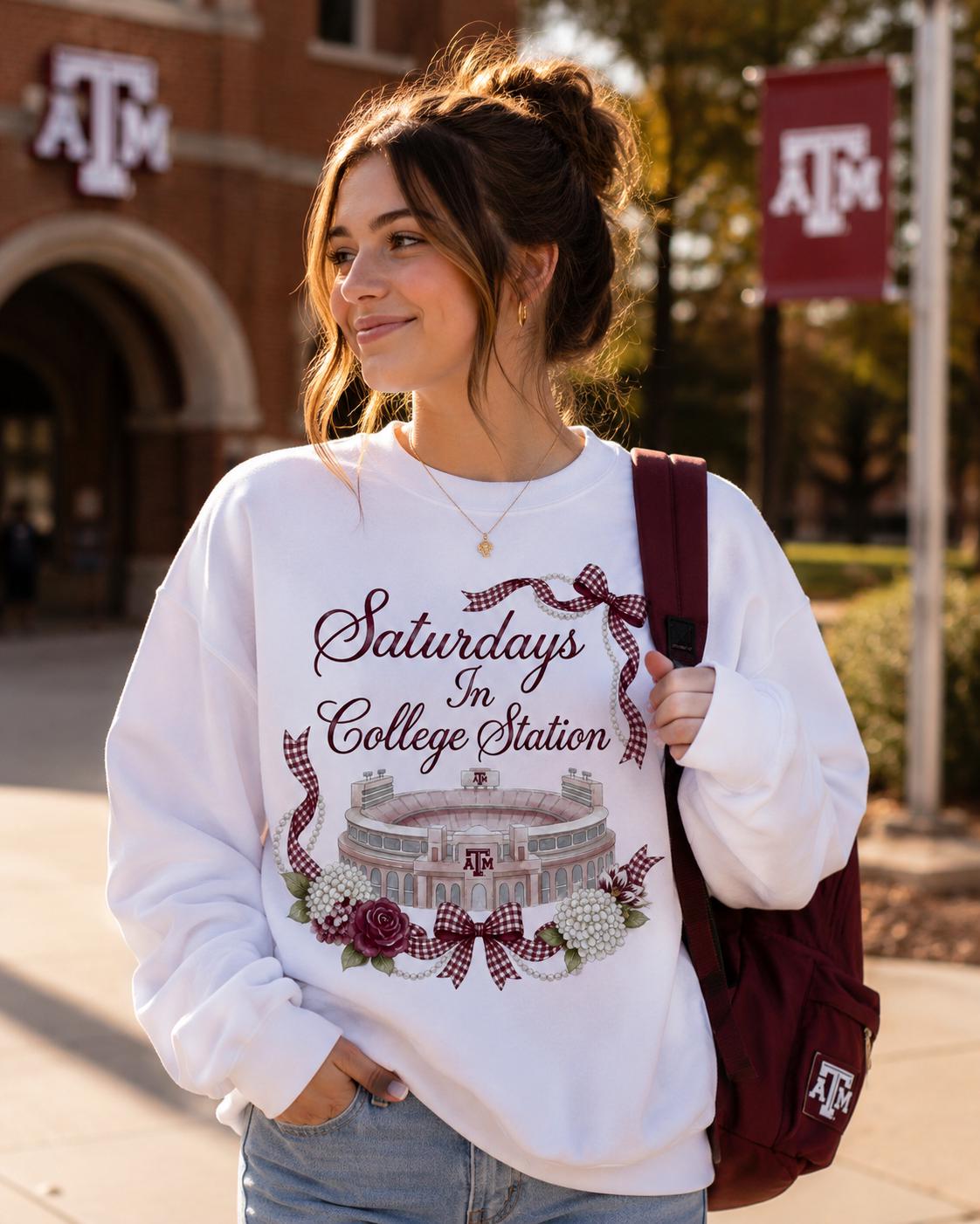 Texas A&M Stadium Watercolor PNG, Maroon Gingham Bows (Digital Download)