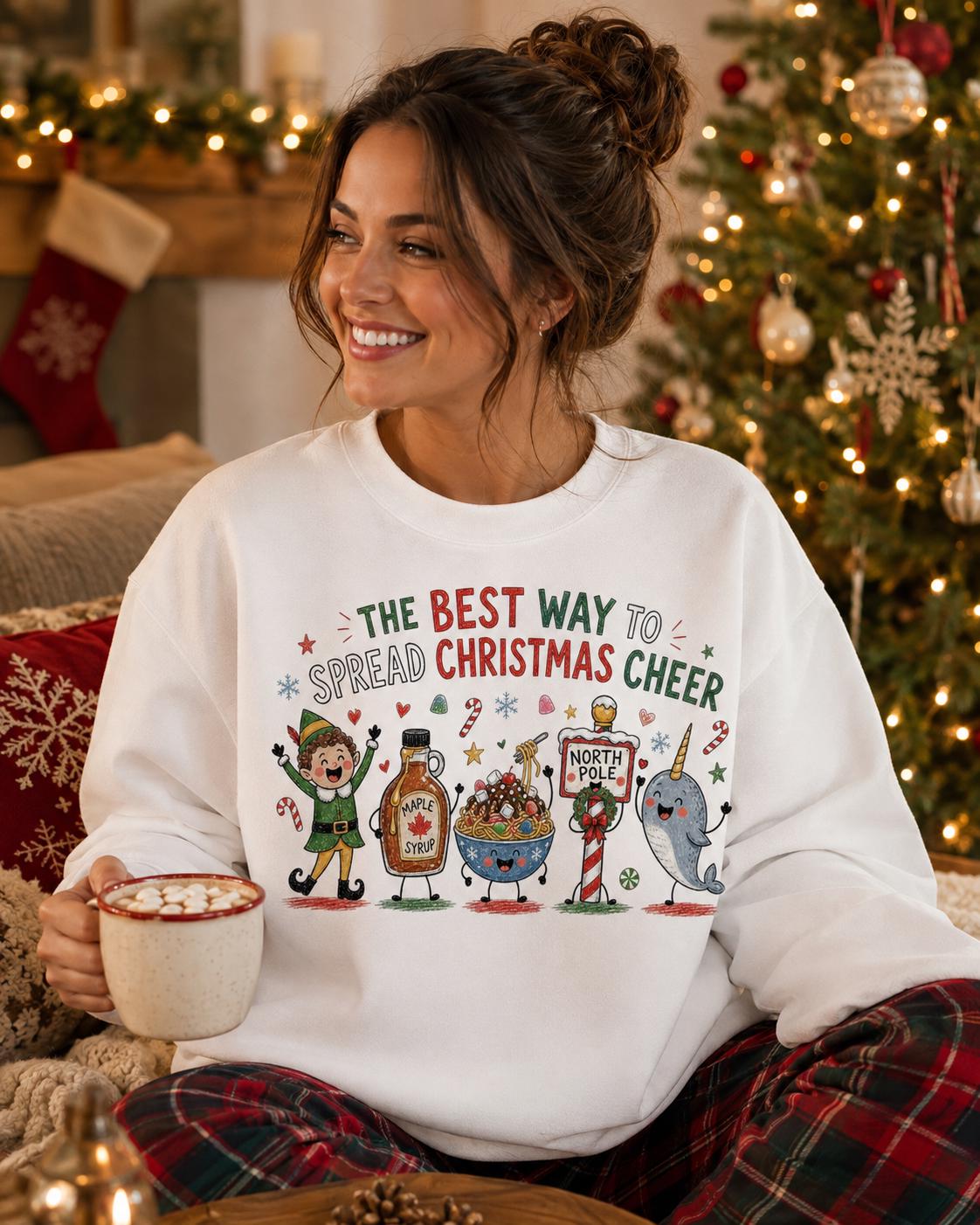 Funny Christmas Cheer PNG, Elf, Maple Syrup, Narwhal, Holiday Doodles (Digital Download)