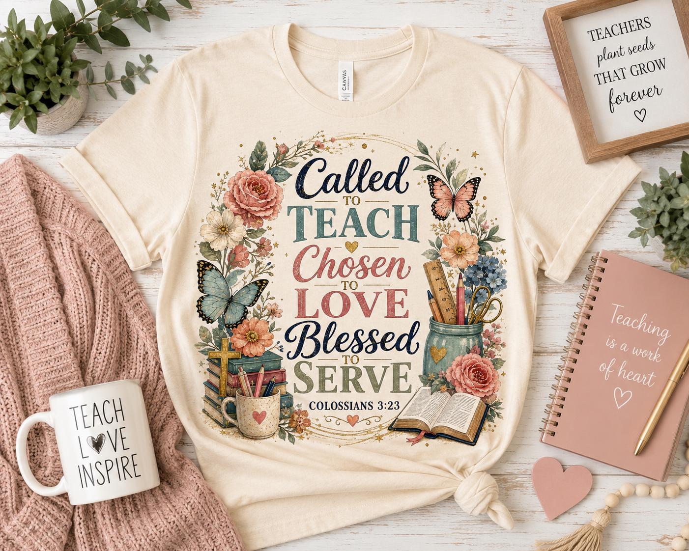 Christian Teacher PNG | Faith Floral Bible Verse Sublimation Design (Digital Download)