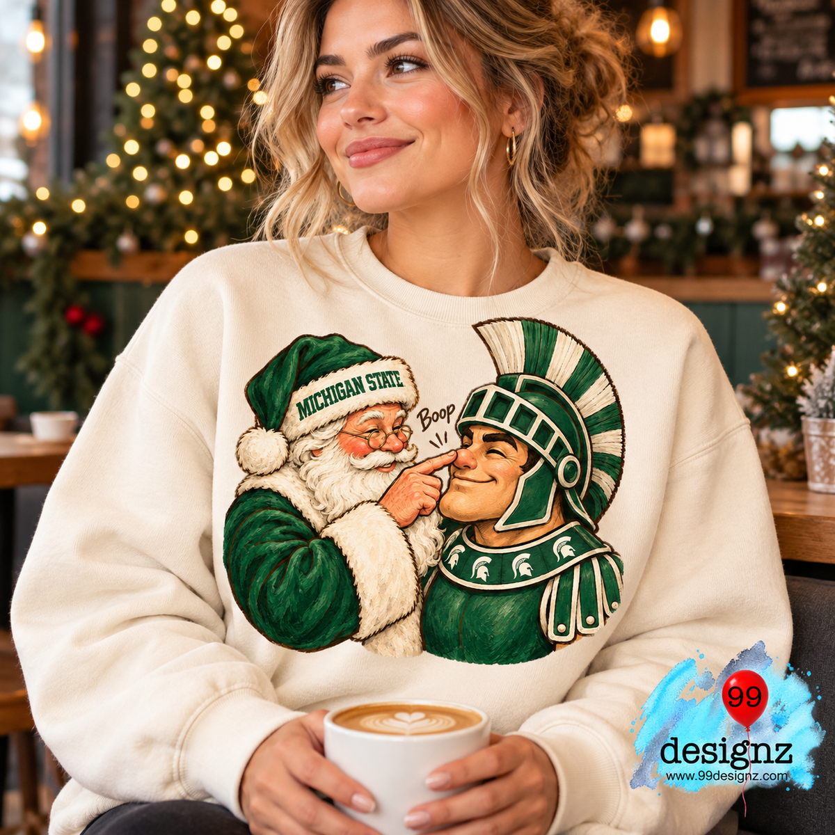Michigan State Christmas PNG | Santa & Spartan Boop Design