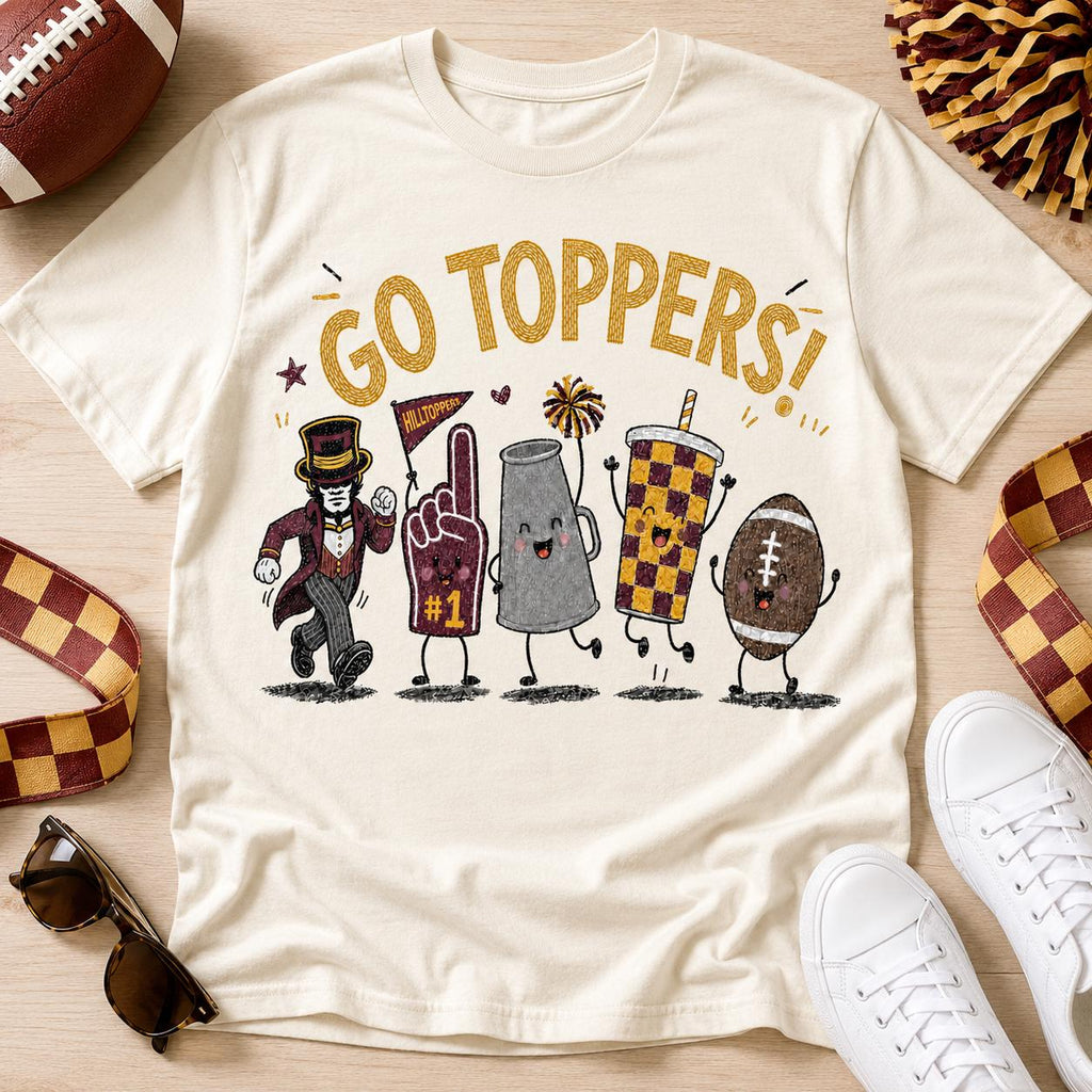 Go Toppers PNG, Hilltoppers Football Game Day Design, Maroon Gold School Spirit Sublimation, Mascot Digital Download