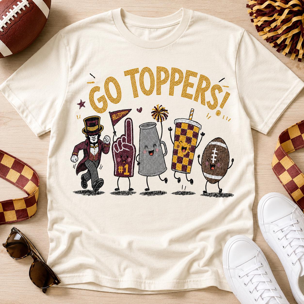 Go Toppers PNG, Hilltoppers Football Game Day Design, Maroon Gold School Spirit Sublimation, Mascot Digital Download
