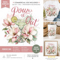 Floral Margarita PNG, Watercolor Cocktail Design (Digital Download)