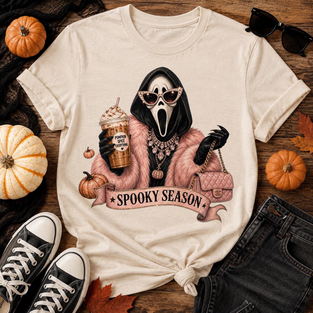 Glamorous Spooky Season PNG, Scream Inspired, Pumpkin Spice Halloween Graphic (Digital Download)