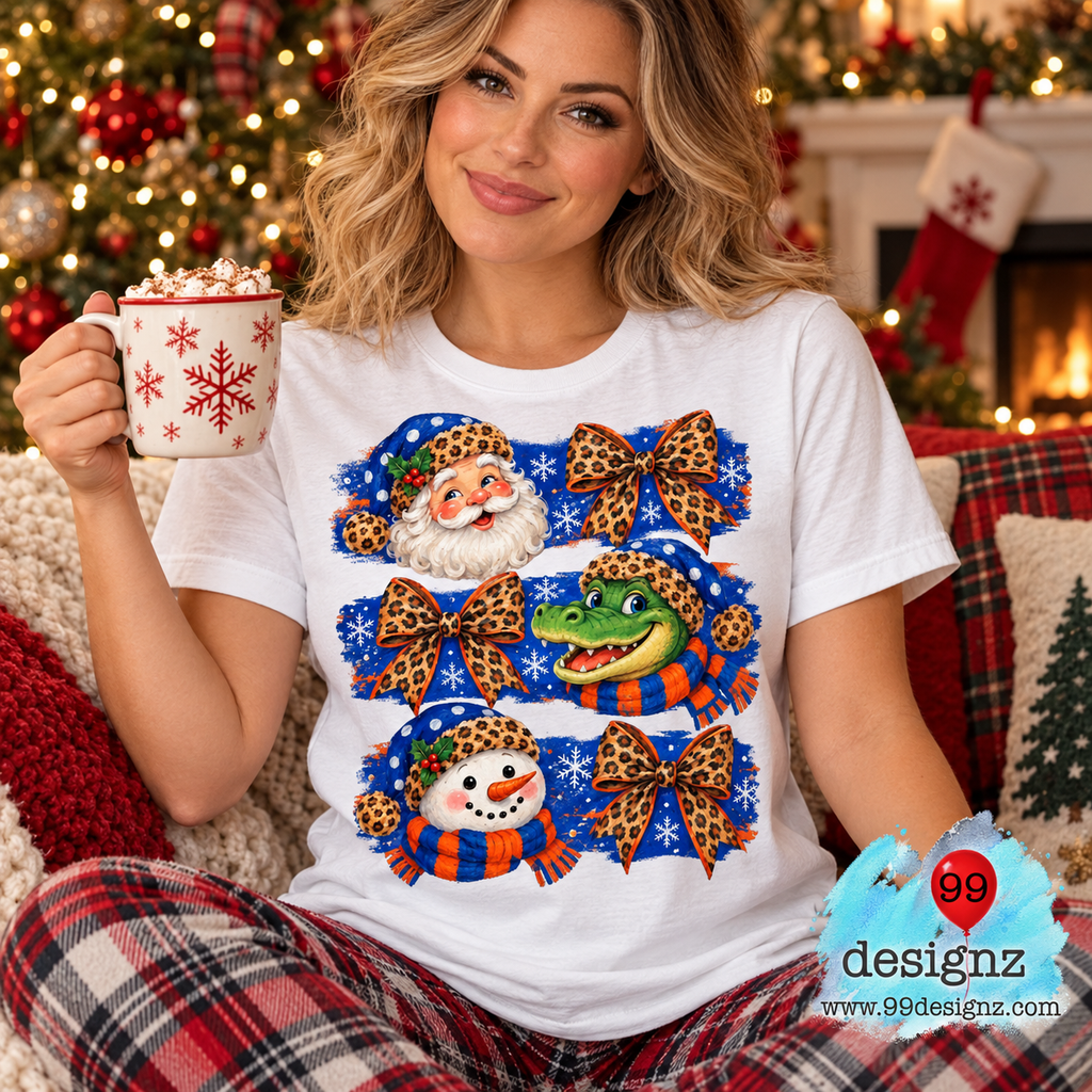Christmas Gator Santa & Snowman PNG Digital Download for Gator Fans