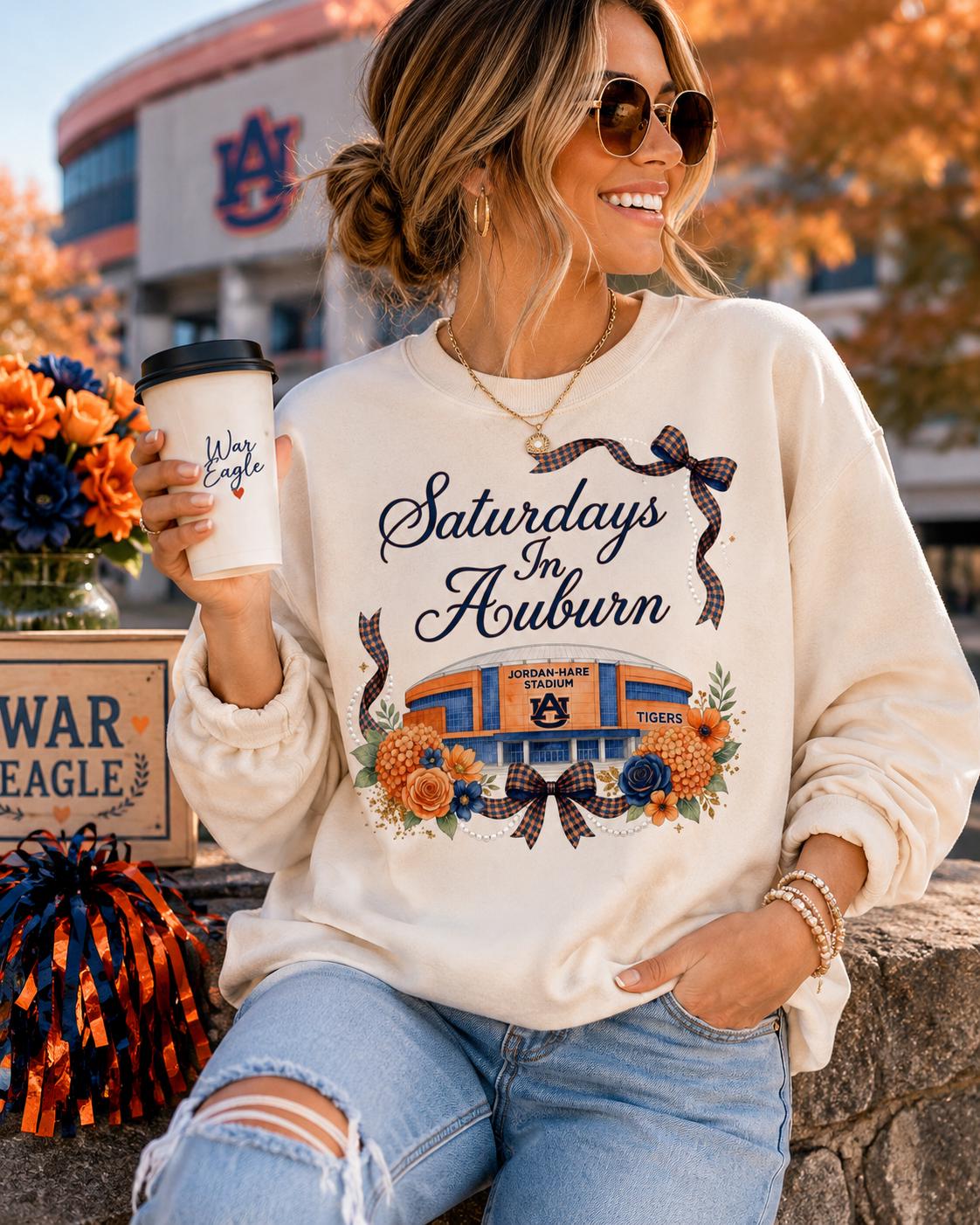 Saturdays in Auburn PNG, Tigers Game Day Watercolor Stadium Design (Digital Download)