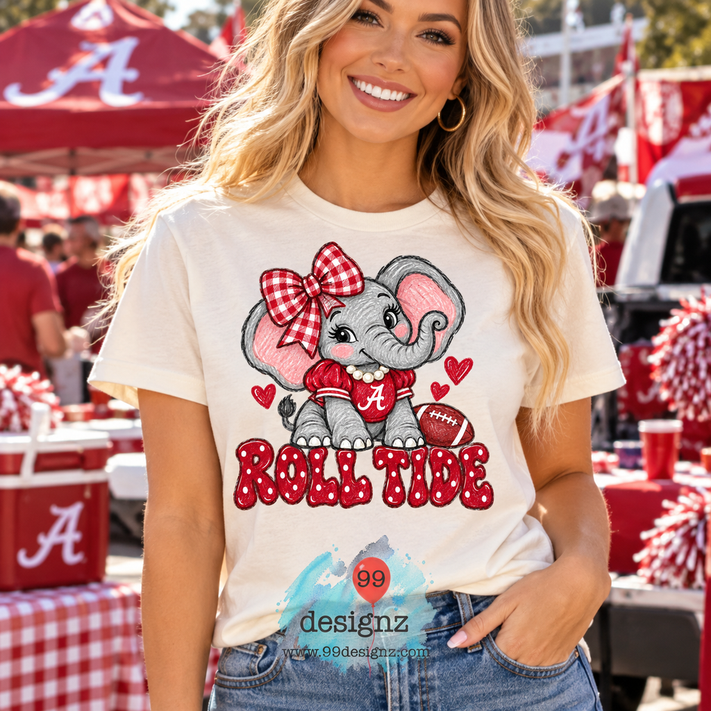 Roll Tide Elephant Bow PNG Digital Download for Alabama Fans