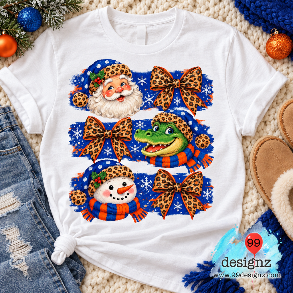Christmas Gator Santa & Snowman PNG Digital Download for Gator Fans