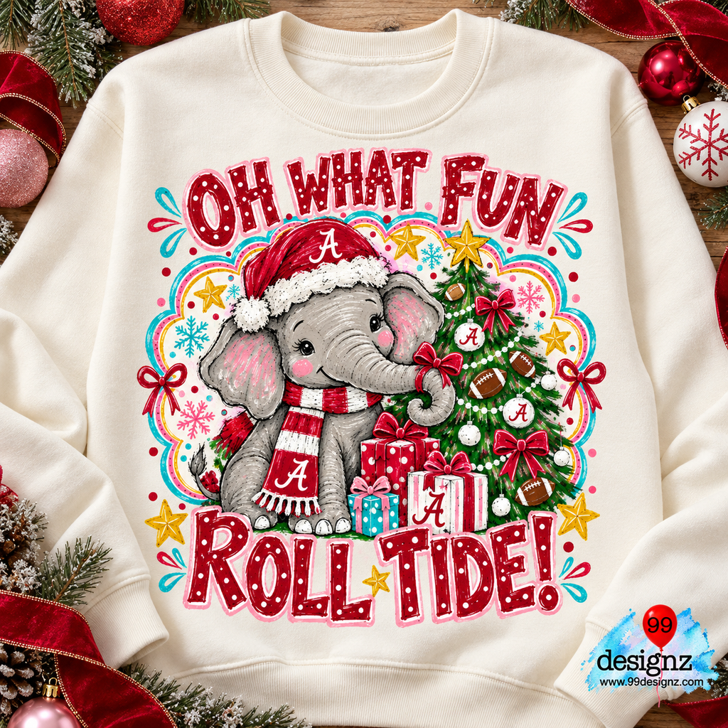 Oh What Fun Roll Tide Christmas Digital Design | Digital Download