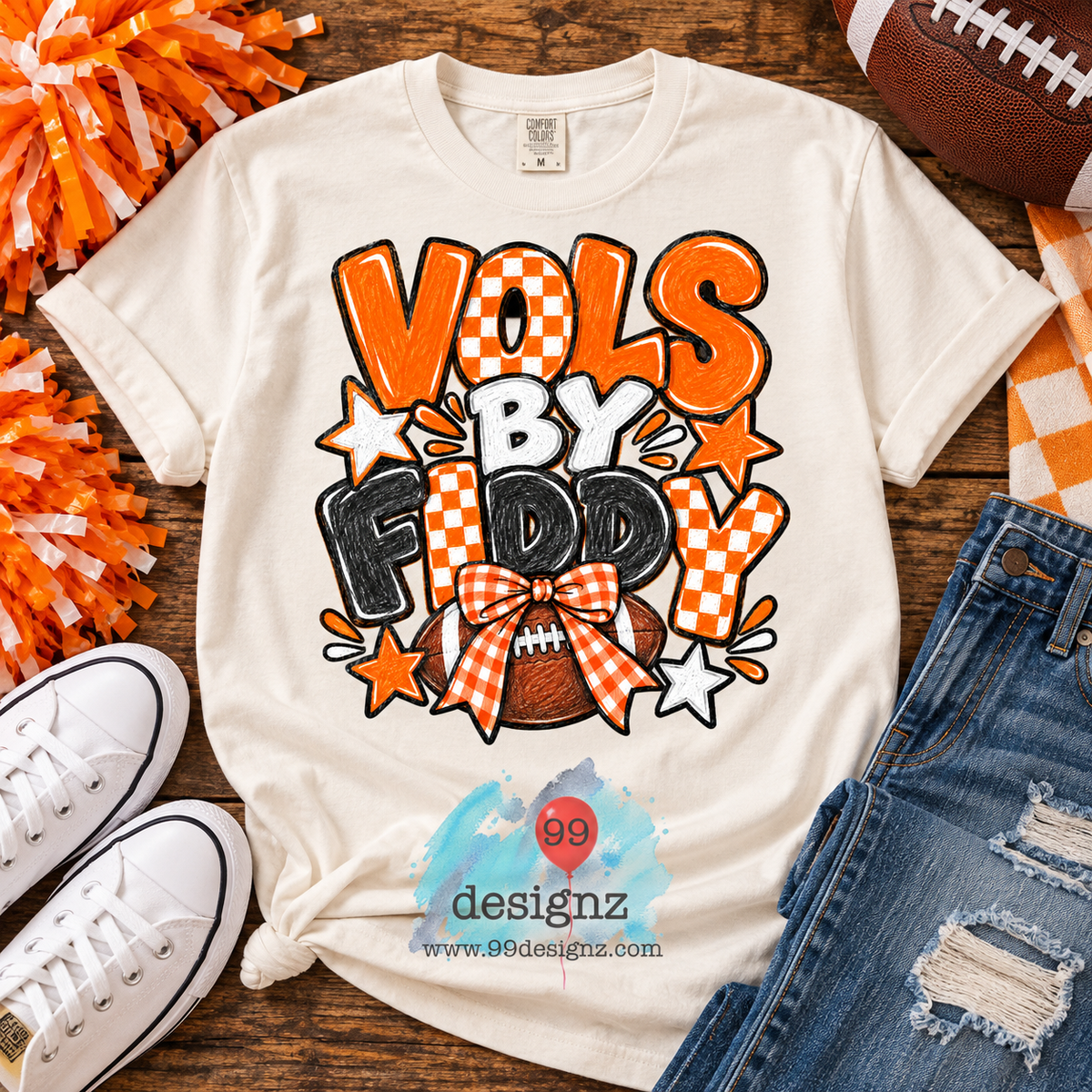 Vols by Fiddy PNG | Tennessee Football Checkered Bow Design
