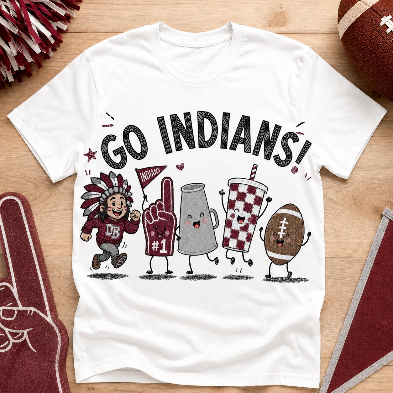 Go Indians PNG, School Spirit Football Design, Maroon Gray Mascot Sublimation, Game Day Shirt Graphic, Digital Download