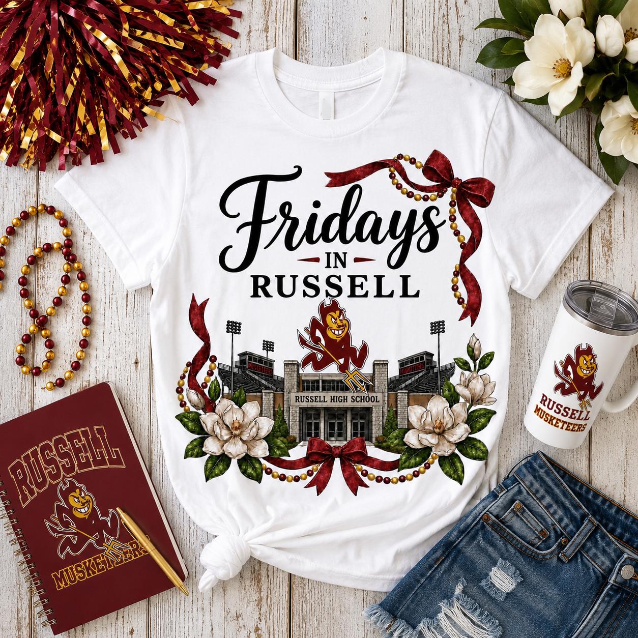 Russell High School Mascot PNG, Game Day Football Sublimation Design (Digital Download)