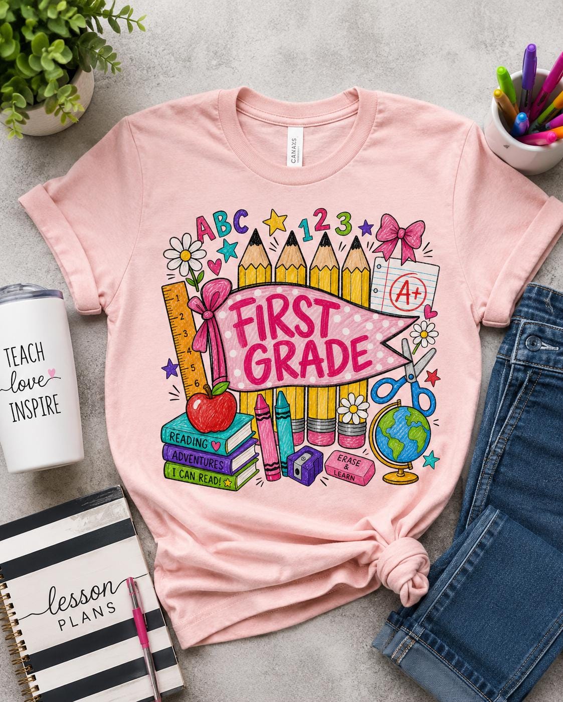First Grade Teacher PNG, Back to School Sublimation Design (Digital Download)