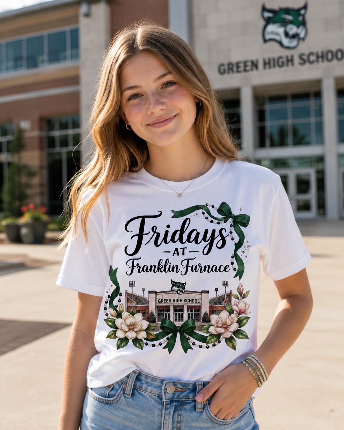 Fridays at Franklin Furnace PNG | Green Wildcats Football Shirt Design (Digital Download)