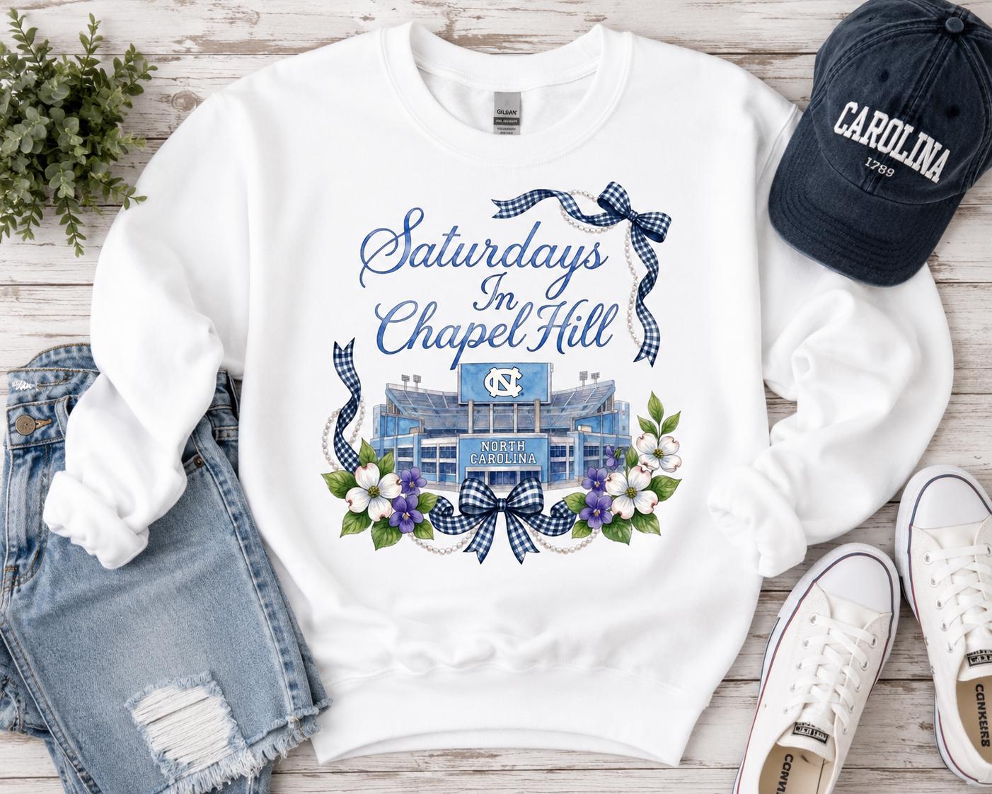 Saturdays in Chapel Hill PNG, UNC Football Stadium Design, Game Day Apparel (Digital Download)