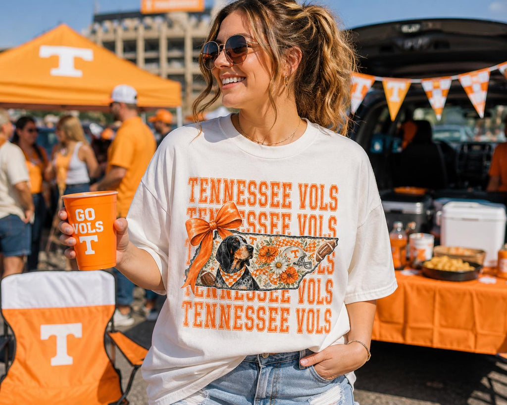 Tennessee Vols Bluetick Coonhound Floral Football PNG (Digital Download)