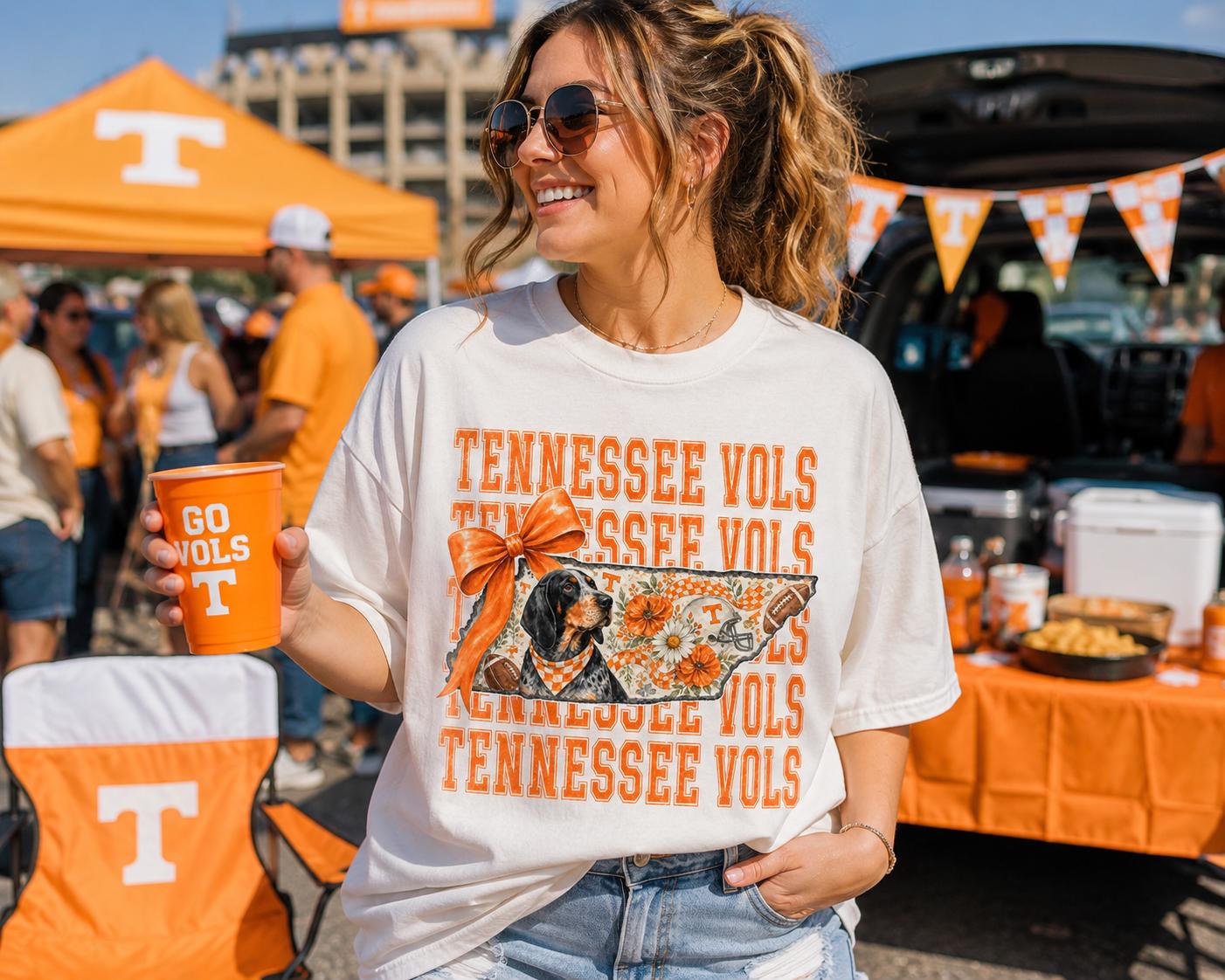 Tennessee Vols Bluetick Coonhound Floral Football PNG (Digital Download)