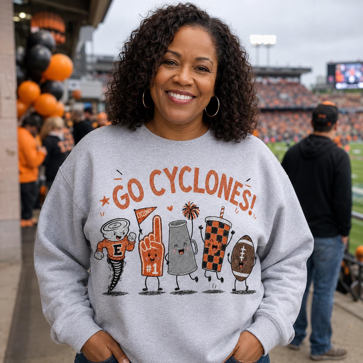 Go Cyclones PNG, Cyclones Football Game Day Design, Orange Black School Spirit, Football Sublimation Digital Download