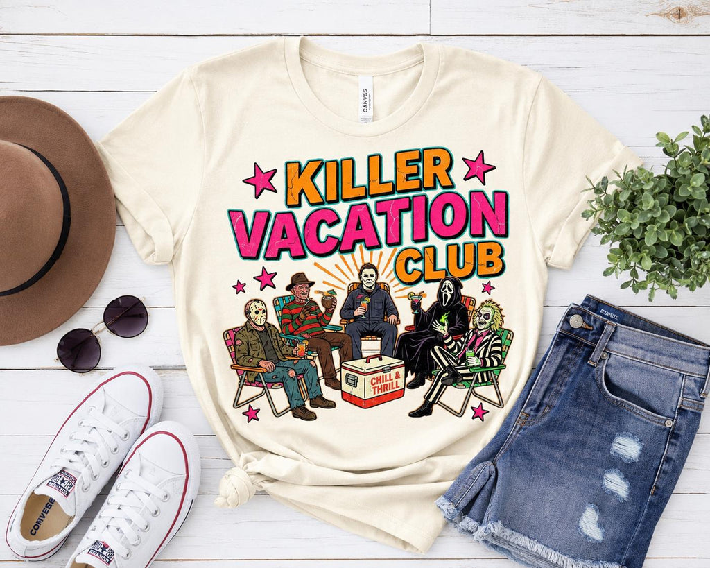 Killer Vacation Club PNG, Horror Vacation Shirt Design, Spooky Summer PNG, Halloween Vacation Graphic, DTF Sublimation Download