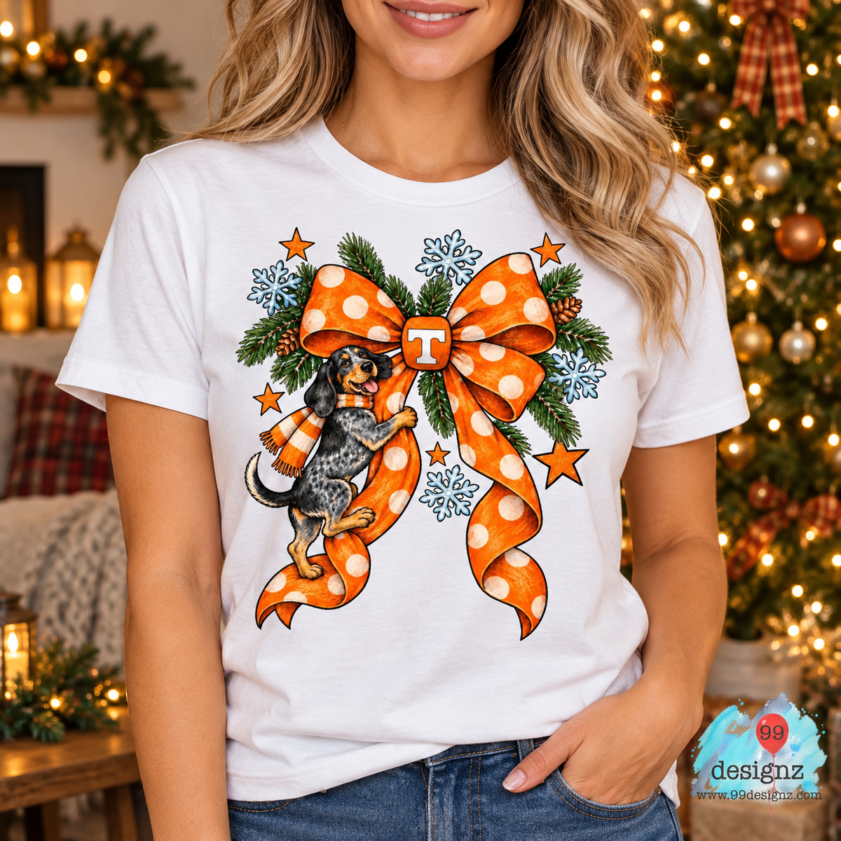 Tennessee Vols Smokey Christmas Bow PNG Digital Download