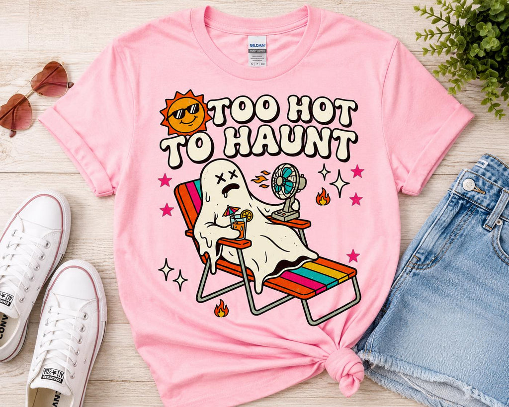 Retro Ghost Summer PNG – Too Hot to Haunt | Funny Halloween Beach Shirt Design | Digital Download