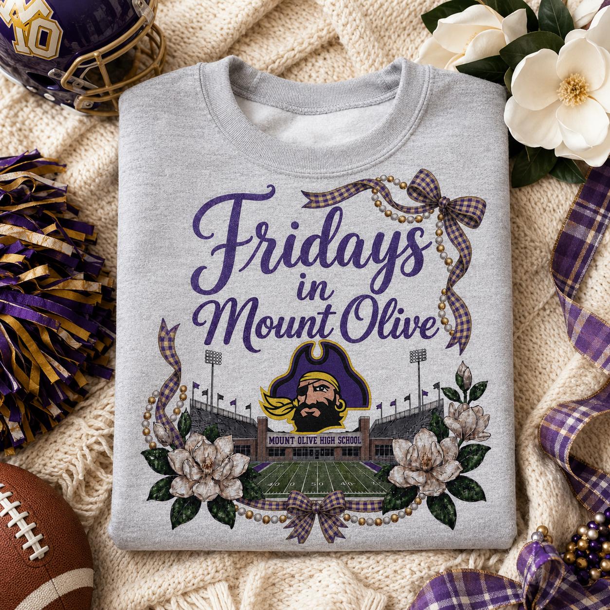Mount Olive Pirates Football PNG, Purple Gold School Spirit Design (Digital Download)