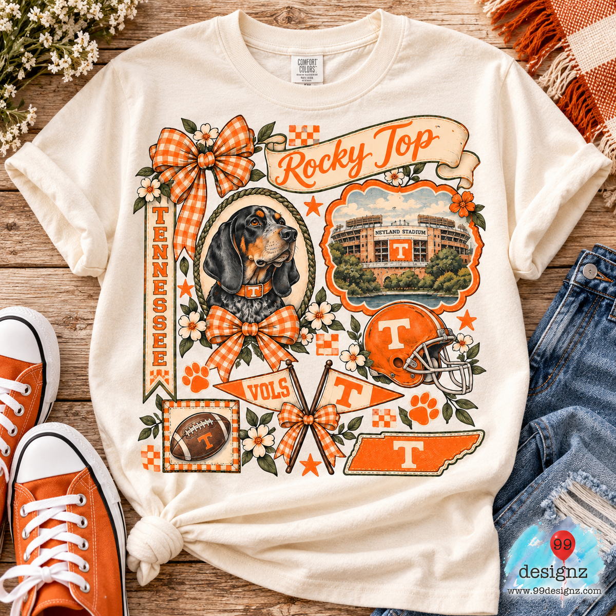 Tennessee Vols Rocky Top Bow Collage PNG Digital Download for Fans