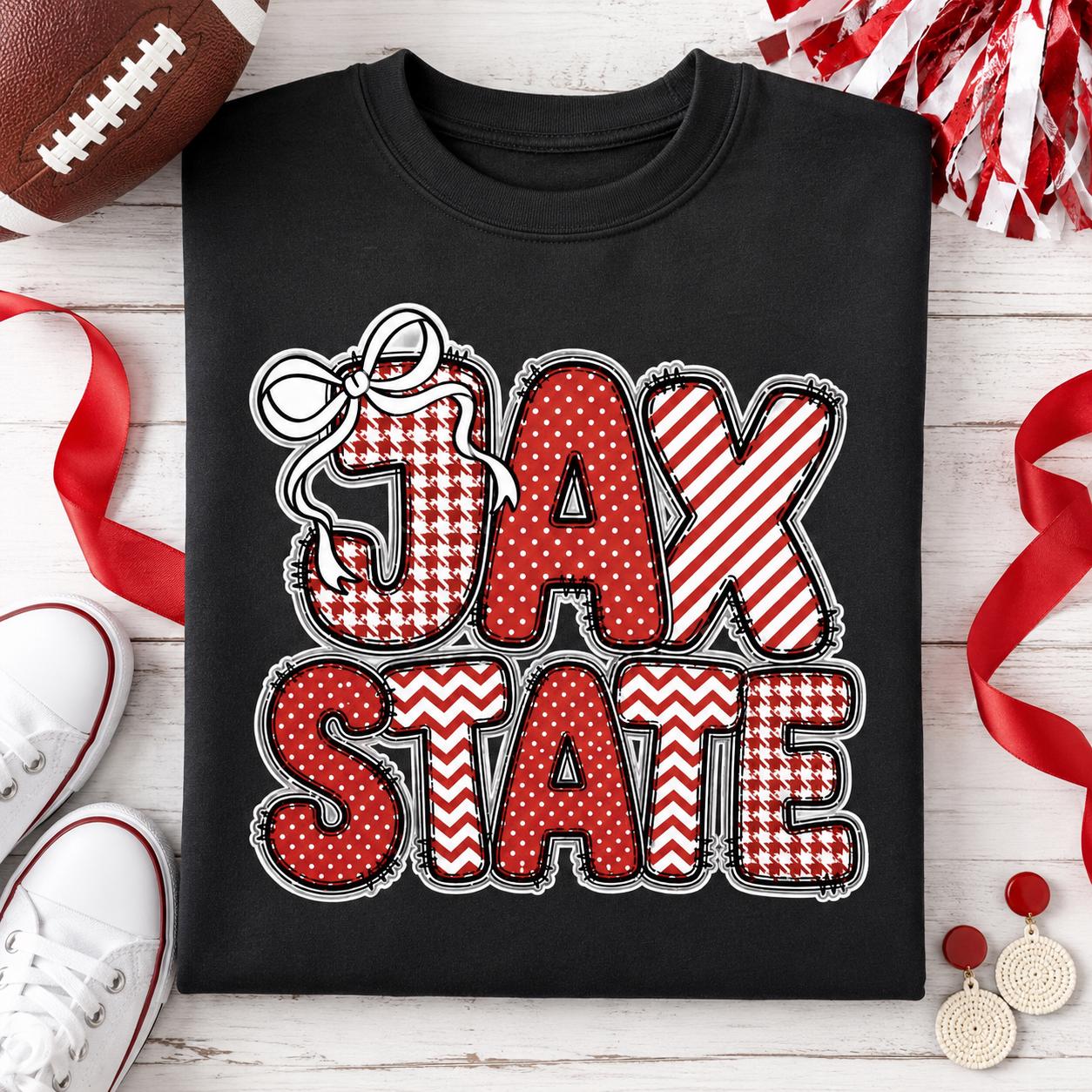 Jax State PNG, Red Black College Game Day Sublimation Design
