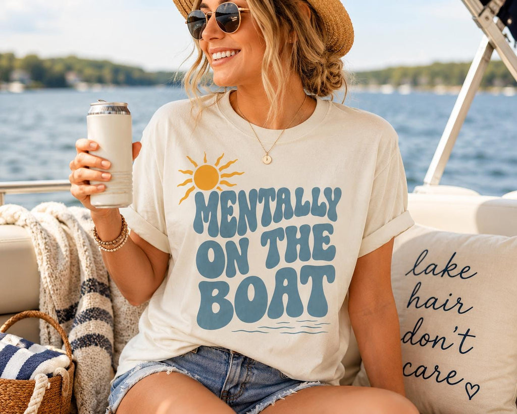Mentally On The Boat PNG, Retro Lake Life Design (Digital Download)
