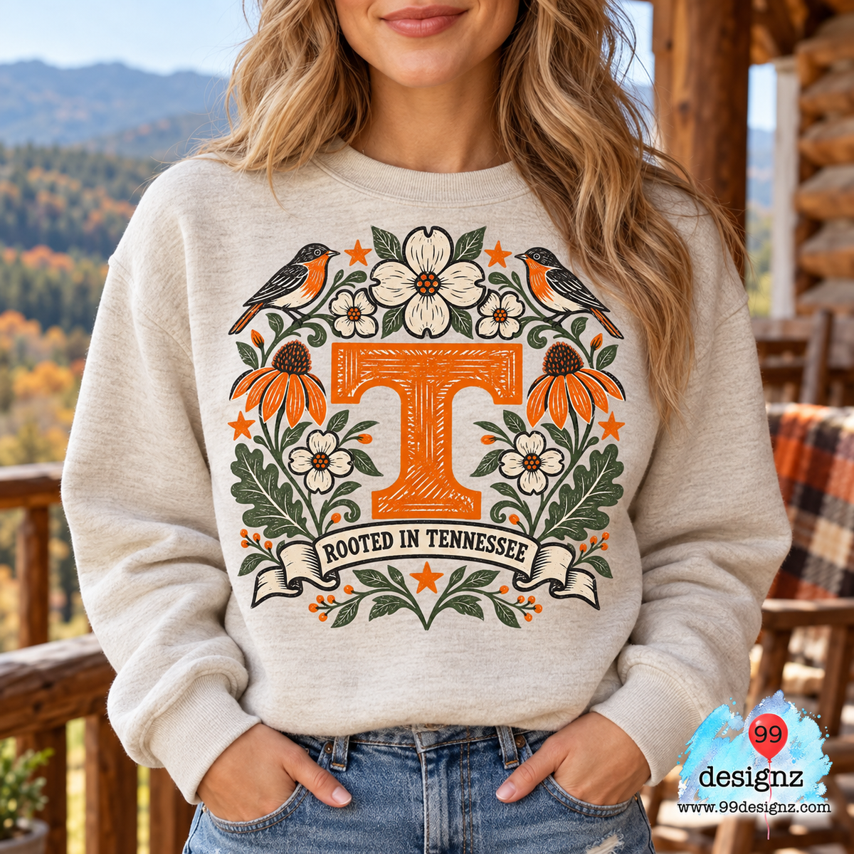 Rooted in Tennessee Floral T Fan PNG Digital Download