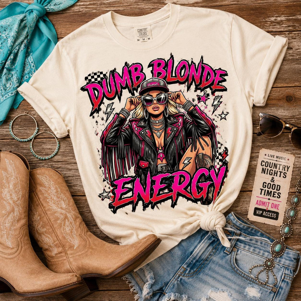 Dumb Blonde Energy PNG, Nashville Bachelorette, Country Concert Sublimation (Digital Download)