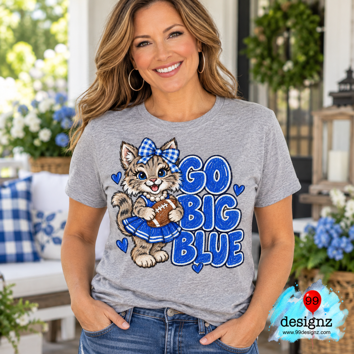 Go Big Blue PNG | Wildcat Cheerleader Bow Game Day Design