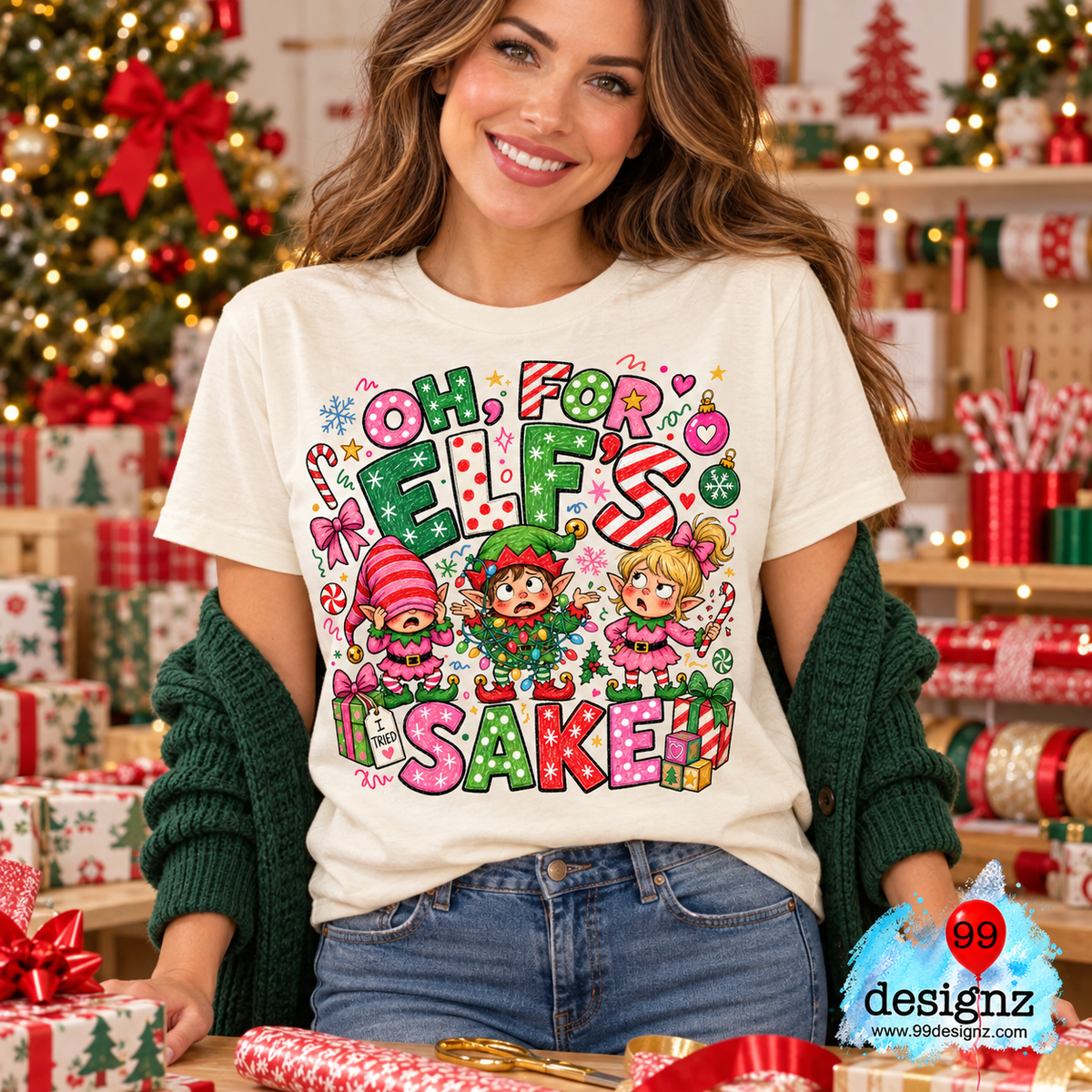 Oh, For Elf’s Sake PNG | Funny Christmas Elf Shirt Design