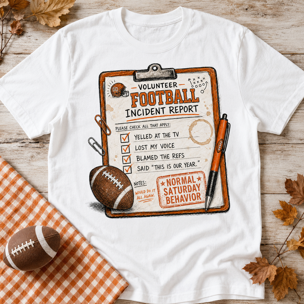 Volunteer Football Incident Report – Funny Football PNG Design | Digital Download