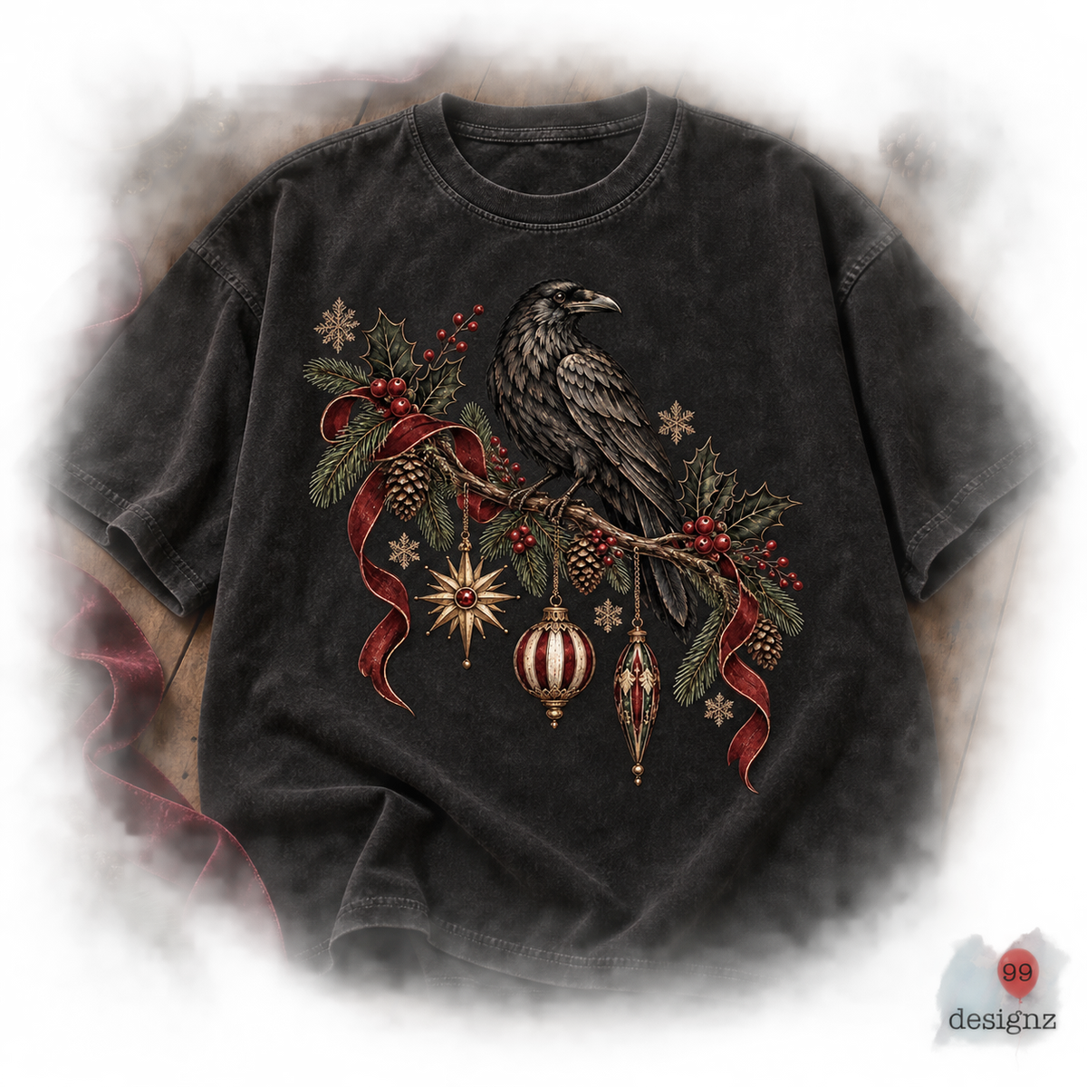 Christmas Raven PNG Digital Download | Holiday Design