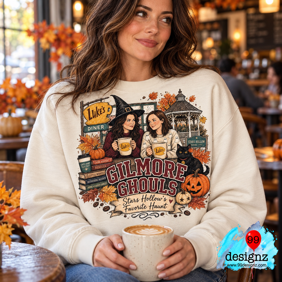 Gilmore Ghouls Halloween PNG | Stars Hollow Fall Coffee Design