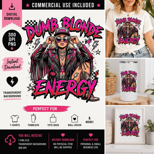 Dumb Blonde Energy PNG – Nashville Bachelorette Country Concert Design | Digital Download