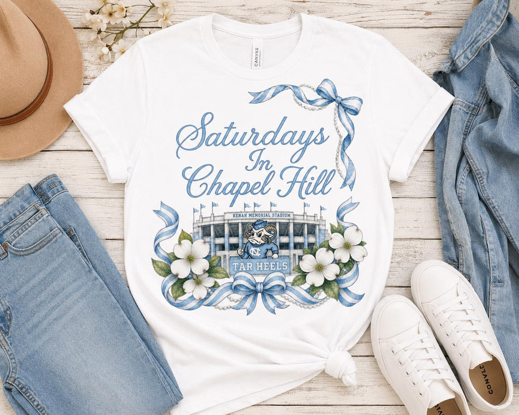 Saturdays in Chapel Hill Watercolor PNG, UNC Tar Heels Game Day Design (Digital Download)