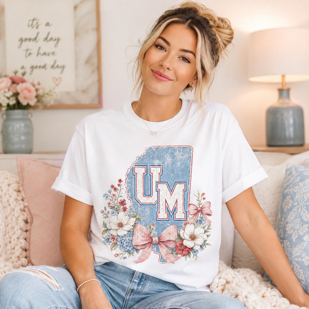 Ole Miss Floral PNG, Mississippi Rebels Game Day Design, Coquette Football (Digital Download)