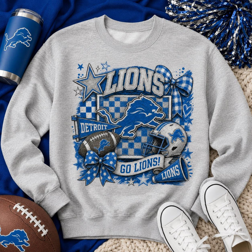 Detroit Lions PNG, Lions Football PNG, Detroit Game Day Design, Blue Silver Football Mom Sublimation Download