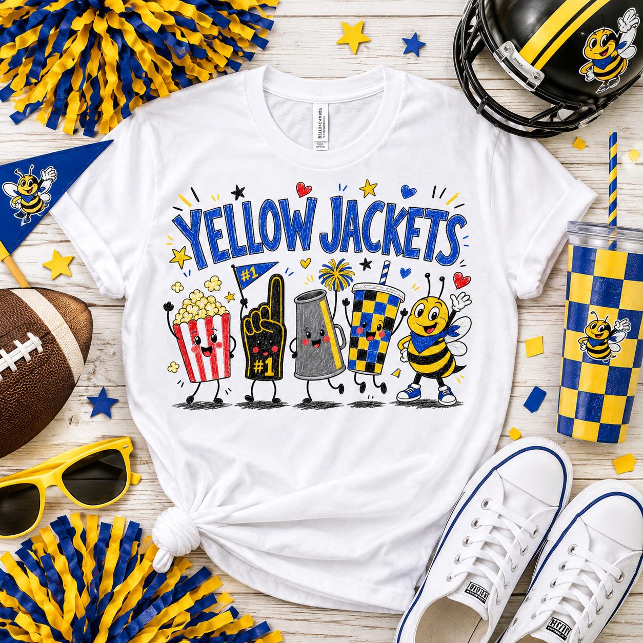 Yellow Jackets Game Day PNG, Doodle Mascot Football Fan Sublimation (Digital Download)