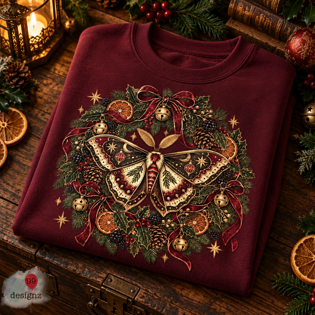 Moody Christmas Wreath PNG Digital Download | Holiday Design