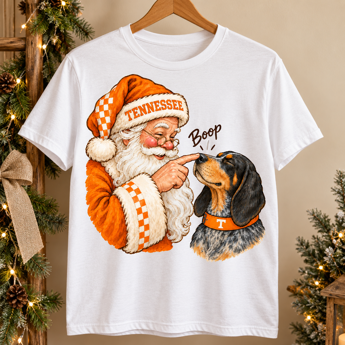 Tennessee Santa Boop PNG | Smokey Hound Dog Christmas Sublimation Design
