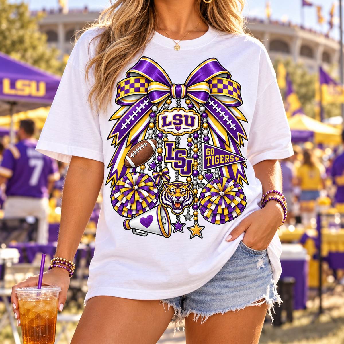 LSU Charm Bow PNG