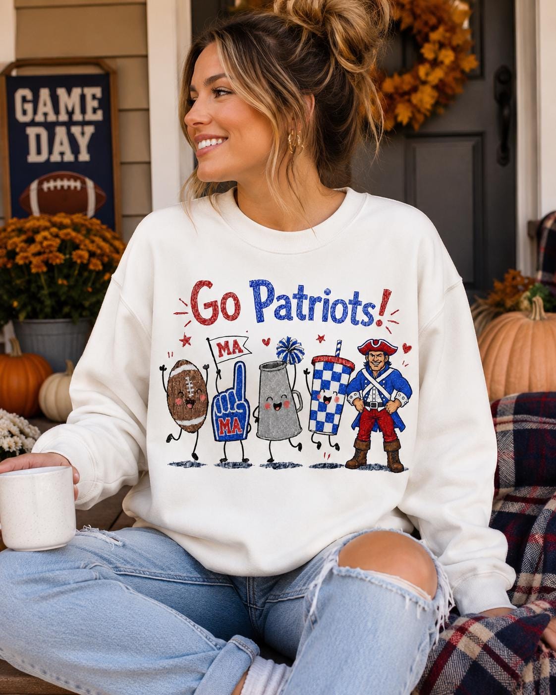 Marshall Academy Patriots Game Day PNG, Hand-Drawn Football Spirit Design (Digital Download)